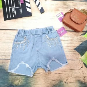 Quần short jean dây đá bé gái