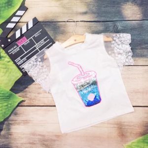 Áo thun tay ren bé gái