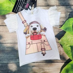 Áo thun bé gái in chó