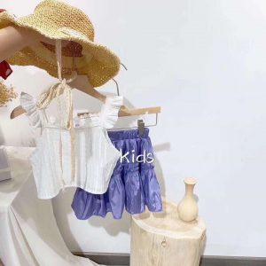 Bộ áo váy tím cao cấp bé gái