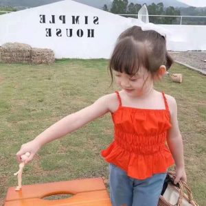 Áo hai dây nhúng eo bé gái