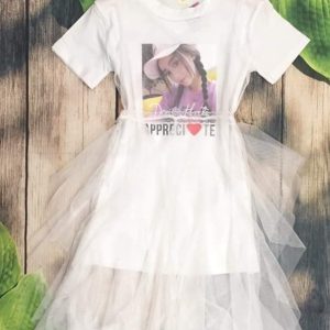 Đầm xòe bé gái phối lưới