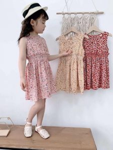 đầm voan hoa bé gái