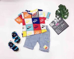 Bộ thun quần jean bé trai