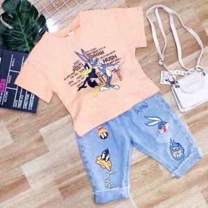 Bộ jean bé gái thỏ vịt