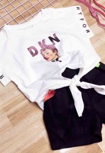 bộ bé gái áo cột eo