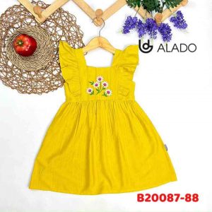 Đầm tơ thêu hoa cúc Alado