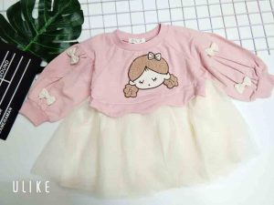 đầm voan tay dài em bé