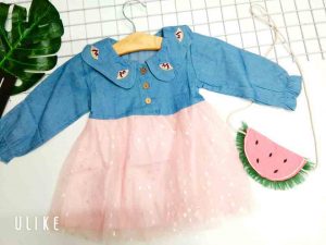 đầm voan tay dài em bé