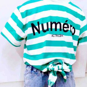 Bộ jean bé gái Numero sọc