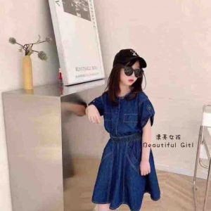 Váy jean bé gái áo bo