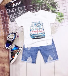 Bộ jean xe hơi bé trai