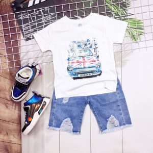 Bộ jean xe hơi bé trai