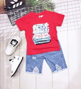 Bộ jean xe hơi bé trai