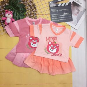 BỘ BÉ GÁI ÁO VÁY GẤU DÂU